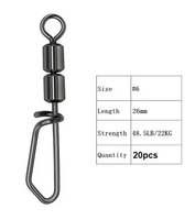 Double Snap T-Shape High Speed Rolling Swivel / Kili-Kili High Speed Tshape rolling swivel #6 (20bij
