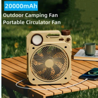 20000mAh Camping Fan Rechargeable Desktop Portable Circulator Outdoor Wireless Ceiling Electric Fan with Power Bank LED Lighting