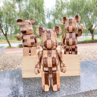 Bearbrick 400% Chess Wave Horizontal Chess Check Vertical Chess Check 28cm Height BE@RBRICK 28cm Solid Wood Check Bear