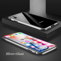 Kim loại từ tính hai mặt Tempered Glass trường hợp 360 ° độ bảo vệ cho iPhone 16 15 Pro Max XR XS 8