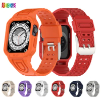UIENIE Case+Strap For Apple Watch Band 1-8 Series 38MM 40MM 41MM Soft Silicone Sport Band iWatch 44MM 45MM 49MM Ultra Bracelet