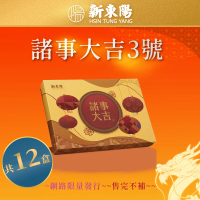 【新東陽】諸事大吉3號禮盒12盒(肉鬆蛋捲/肉鬆芝麻米香/瓦煎燒/蜜汁豬肉乾)