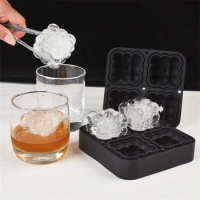 3D Ball Shape Silicone Mold with 4 Holes DIY Drink Ice Cube Lattice Mold Chocolate Cake Decoration Kitchenware Whiskey Ice Mould