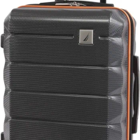 NAUTICA Quest Hardside Spinner Luggage, Grey/Orange, Accent Colored 4-Wheel 360 Degree Spinner Carry-On 21-Inch Sets Luggage