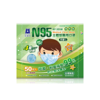 【藍鷹牌】N95立體型6-10歲兒童醫用口罩 50片x1盒(藍熊.綠熊.粉熊)