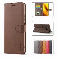 Case For Poco M6 Pro X3 NFC X5 M3 Pro Magnetic Buckle Luxury Flip Leather Wallet Phone Cover For Xiaomi Poco X3 Pro X5