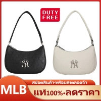 2022 new แท้ MLB bag NY handbag PU shoulder women กระเป๋าสะพายไหล่ Underarm bag กระเป๋า HOBO BAG black One