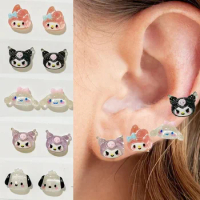 Sanrio Hello Kitty Kawaii Cute Earring Cinnamoroll for Girls Cartoon Ear Clip Ladies Jewelry Accessories Christmas Gift