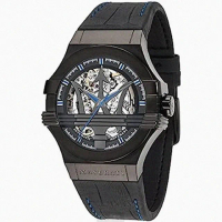 【MASERATI 瑪莎拉蒂】MASERATI手錶型號R8821108009(黑色錶面黑錶殼深黑色真皮皮革錶帶款)