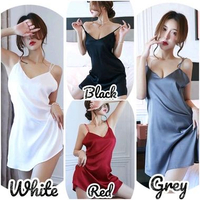 Simple Dress Gaun Malam Baju Tidur Daster Backless Nyaman Bahan Satin Halus Putih