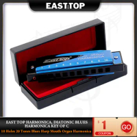 EASTTOP T003 Diatonic Blues Harmonica Key of C 10 Holes 20 Tones Blues Harp Mouth Organ Harmonica For Beginners Professionals