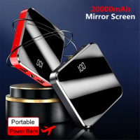 20000mAh Mini Power Bank Portable Charger External Battery Mirror Powerbank Fast Charging For Smart Mobile Phone Battery Pack