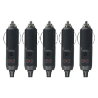 5pcs 12V 24V Car Cigarette Lighter Plug Fuses 5A With LED Indicator Plug For Car Electric Appliance, Vacuum Cleaner, Air Pump