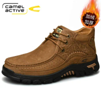 Camel Active New Handmade Men Genuine Leather Winter Boots High Quality Snow Men Boots Ankle Boots For Men Plus Big Size 44