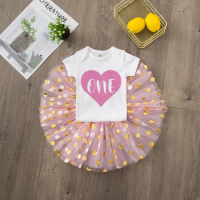 12month Baby Girl Pink and Gold Birthday Outfit Pink Gold Little Birthday Party Outfit Pink and Gold Party Cloth Set