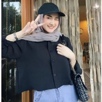 Kemeja Crop Crinkle Atasan Blouse Crinkle Polos Oversize Crinkle Termurah