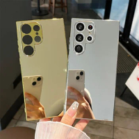 Gold Mirror Case for Samsung Galaxy S23 S22 S21 S24 Ultra Plus S23 S21 S20 FE Cover A34 A53 A14 A13 A25 A23 A52 S24 Ultra Cases
