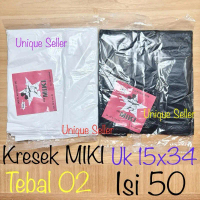 [Isi50] Kresek MIKI 15x34 Tebal 02 Hitam Putih / Kantong Kresek MIKI Uk 15 Putih Hitam / Kresek Miki
