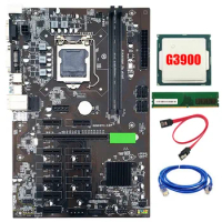 BTC B250 Mining Motherboard 12 GPU LGA1151 PCIE16X Graphics Card with DDR4 8GB 2666Mhz RAM+G3900 CPU for Ethereum Miner