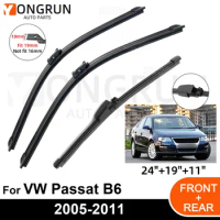 3PCS Car Wiper for VW Passat B6 2005-2011 Front Rear Windshield Windscreen Wiper Blade Rubber Accessories