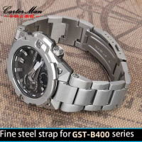 Solid core fine steel watch strap for CASIO G-Shock steel heart GST-B400 convex steel belt accessories men's wristband bracelet