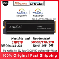 Crucial T500 500GB 1TB 2TB PCIe 4.0 NVMe M.2 SSD 7400MB/s Internal Solid State Drive For PlayStation 5 Laptop Desktop Mini pc