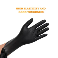 Soft 100Pcs Useful Black Tattoo Latex Gloves Easy to Wear Nitrile Gloves Disposable for Work