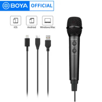 BOYA BY-HM2 Hand Held Microphone Cardioid Dynamic Vocal Microphone for Karaoke Singing Stage with 5.0m XLR Cable Live AV