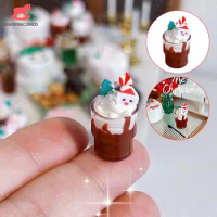 1pcs 1/12 Dollhouse Miniature Chocolate Drink Ice Cream Dolls House Christmas Scene Decor Accessories For Kid Pretend Play Toys