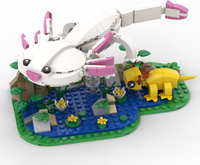 Axolotl Toy Building Set Axolotl Doll Figures with Grass and River Scenery Accessories Building Kits