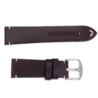Rolamy 22 24mm Top Real Leather Replacement Watch Band Strap Belt with Screw Buckle For Panerai Tudor IWC Fossil Tag Heuer
