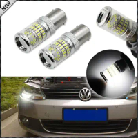 (2) CANbus Error Free HID White 1156 48-SMD Mirror Reflector LED Bulbs for 2011-2017 Volkswagen MK6 Jetta Daytime Running Lights