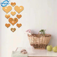 10Pcs/Set Durable Love Heart Stickers Wall Sticker Mirror Mural 3D Decal Simple DIY Decorative Removable Paster Home Decoration