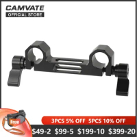 CAMVATE Standard 15mm Double Rod Clamp With Central 1/4" Mounting Grooves For DSLR Camera Shoulder Rig 15mm Rod Support Sysyem