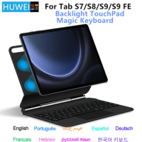 Magic Backlight Keyboard for Samsung Galaxy Tab S9 S8 S7 11" for Tab S9 FE 10.9" X510 Tablet Case Spanish Portuguese Keyboard
