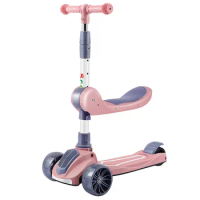 Foldable Kick Scooter 3-14 Years old Kids PU Flashing 3 Wheels Kids Foldable Adjustable Height Children Scooter 3 Wheel Scooter