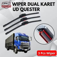 (3 Pcs) Wiper Double Karet Mobil Truk UD Quester / Isuzu Giga 3 Pcs Wiper Model Frameless Anti Gores