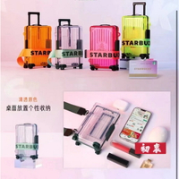 星巴客海外限定炫彩迷你透明粉色綠色橘色手提行李小型收納戶外旅行箱收納包