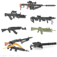 1/6 AK47 Rifle M82A1 Sniper Rifle Gatlin M134 Plastic Assemble Gun Model Military Simulation Toys Color Random