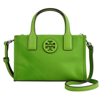 TORY BURCH ELLA 經典LOGO尼龍迷你手提斜背兩用包(草綠 全新福利品)
