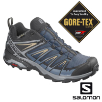 【SALOMON 法國】X ULTRA 3 GTX 男 低筒登山鞋『深丹寧/灰藍/卡其黃』411685