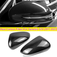 For Genesis G70 2017-2023 Real Carbon Fiber Rearview Car Sticker Side Mirror Cover Wing Cap Exterior Door Rear View Case Trim
