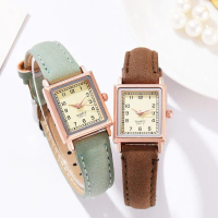 SAWU Vintage Small Square Dial Leather Watch Woman Watch Casual Fashion Ladies Quartz Watch