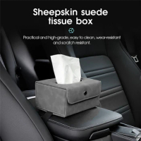 Suede Tissue Boxes Tissue Box Cover Sun Visor Chair Back Armrest Box Tissue Storage Case Car Center Console Armrest Napkin Case