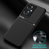 For OPPO Reno 11 F 5G Case Car Magnetic Holder Leather Phone Case For Reno 11 F 2024 CPH2603 6.7" With Metal Plate Back Cover
