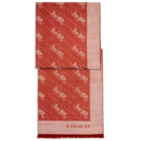 COACH  新款滿版馬車圖案寬版羊毛圍巾(西紅色)