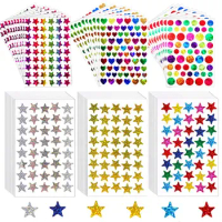 30Sheets Foil Star Metallic Stickers Aurora Silver Gold Coloful Transfer Stickers DIY Decals Reward Behavior Chart Glitter Label