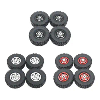4Pcs RC Wheels and Tires Spare Parts Durable RC Tires with Wheel Rim Replace for 1/12 MN82 LC79 D96 D90 1/16 RC Crawler Car