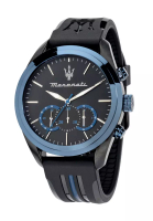 Maserati 【2年保修】 瑪莎拉蒂 Traguardo 黑色/藍色PU計時手錶 R8871612006