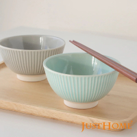 【Just Home】日本製線條水空色釉4.5吋陶瓷飯碗(日本製瓷器 飯碗 碗盤)